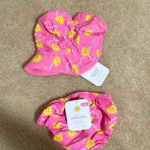 Pottery barn kids diaper cover and sun hat
